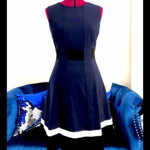 Fit and flare navy blue dress